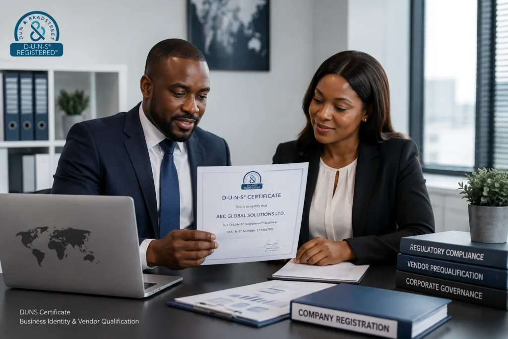 DUNS number and Dun and Bradstreet certificate for vendor qualification in Nigeria